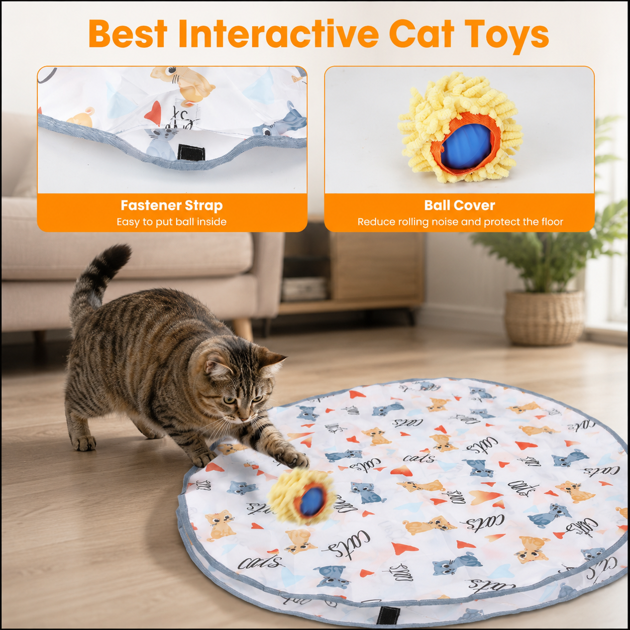 Balle Interactive USB Rechargeable pour Chat avec Sac Cache-Cache Intelligent