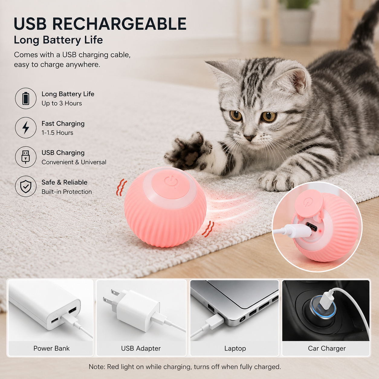Interactive Electric Cat Ball – It Rolls, Lights Up & Keeps Them Busy for Hours