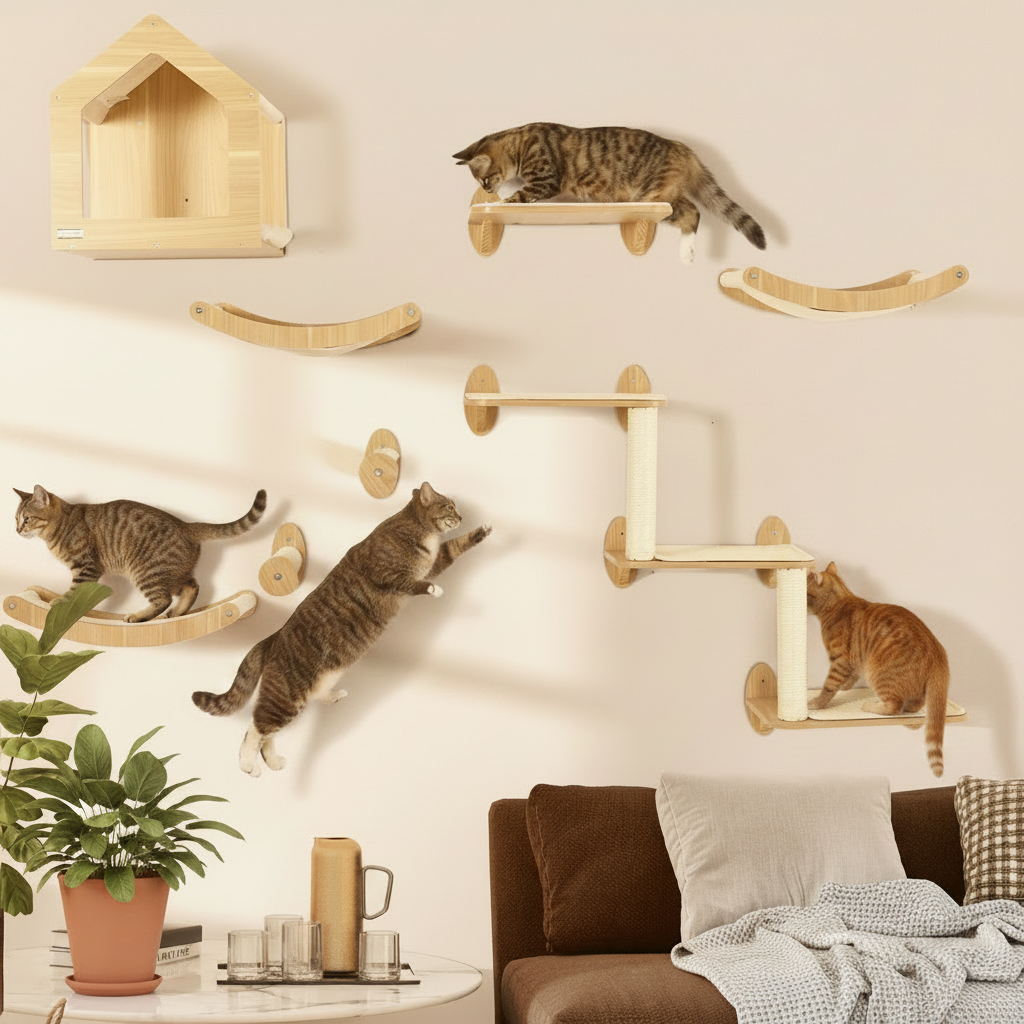 Étagères murales chat - un seul chat