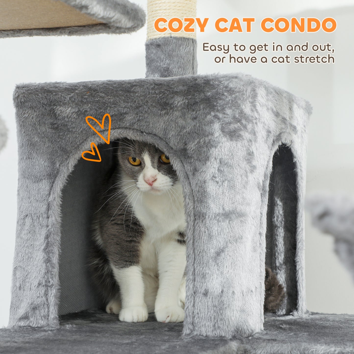 Multi-level Cat Tree 175cm – 2 Condos, 3 Hammocks, 8 Scratching Posts | Dark Grey