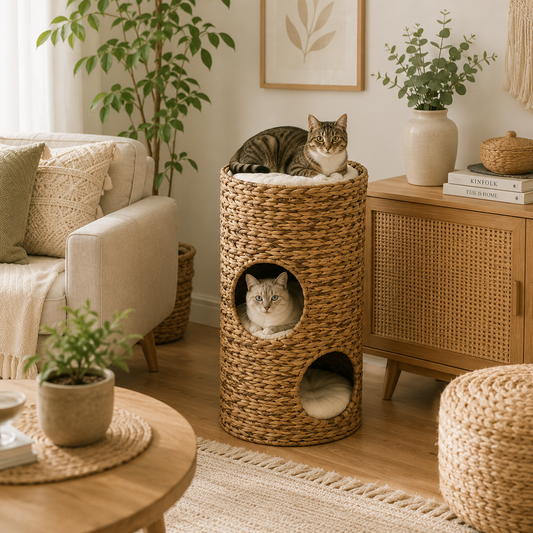 Water Hyacinth Cat Tree – 4 Levels with 3 Hiding Places