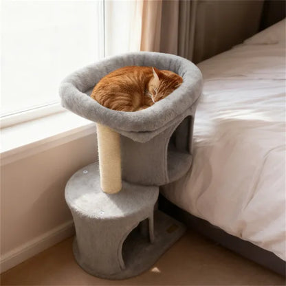 Compact Cat Tree 66 cm – 2 Condos, Sisal Scratching Posts & Anti-Tilt