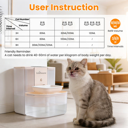 Fontaine à eau automatique pour chat 4,5 L – Sans fil, Rechargeable & Télécommande | Blanc