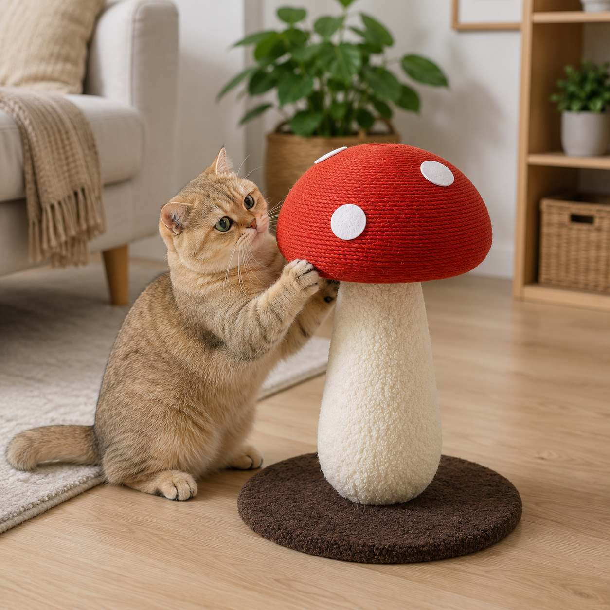 Natural Sisal Mushroom Scratcher – Decorative for You, Irresistible for Him