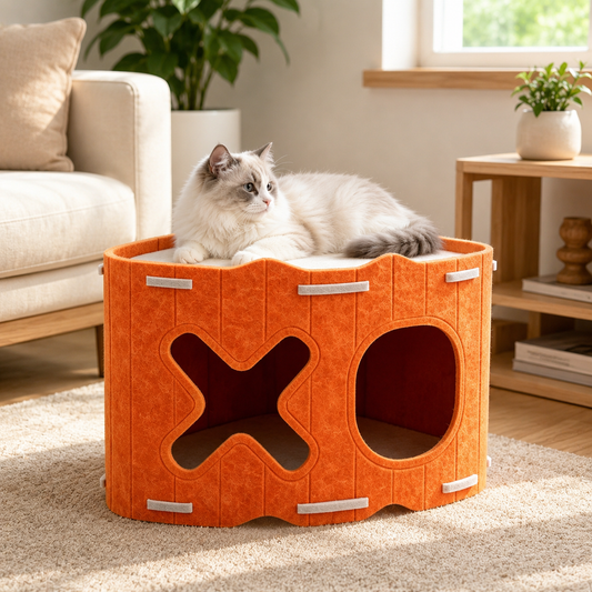 Stackable Felt Cat House – Modular Corner Hideaway & Resting Bed