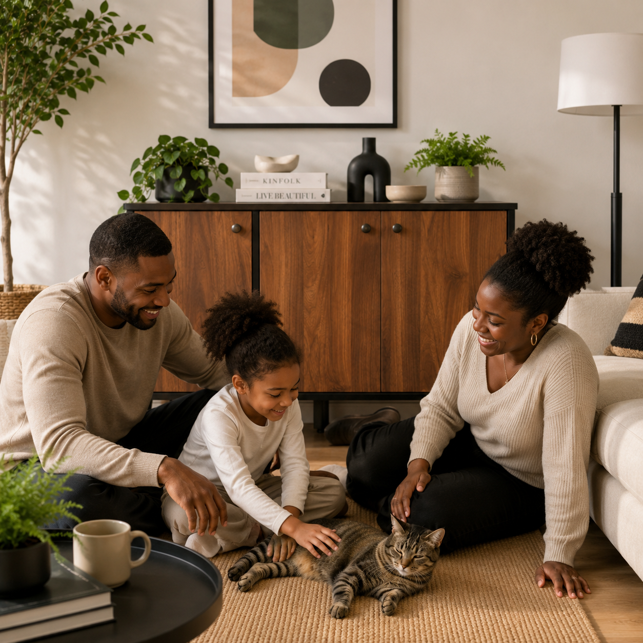 Hidden Cat Litter Box Furniture with Storage & Power Outlet