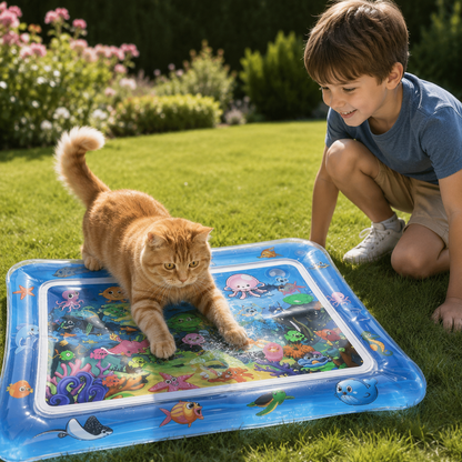 Cat Aquatic Mat 6 3D Fish & LED – He Used to Stare at Water. Now He Hunts It.