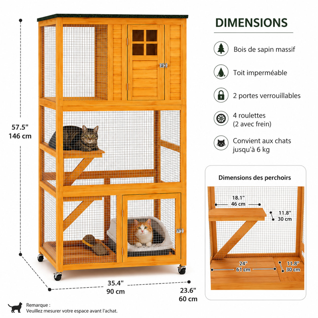 Outdoor Catio on Wheels™ – Mobile Cat Enclosure with 3 Perches & Waterproof Roof