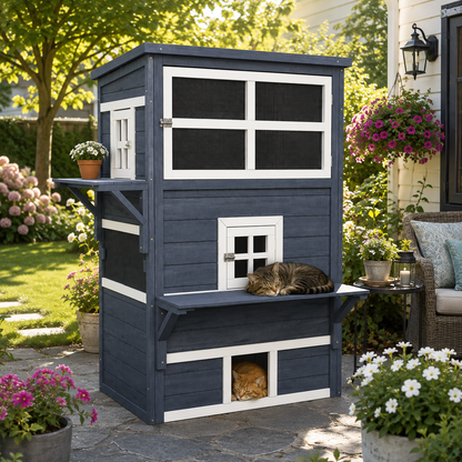 3-Tier Outdoor Cat House™ – Weatherproof with 5 Doors