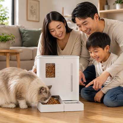 2-in-1 Smart Food & Water Dispenser for Cats – App Control, White