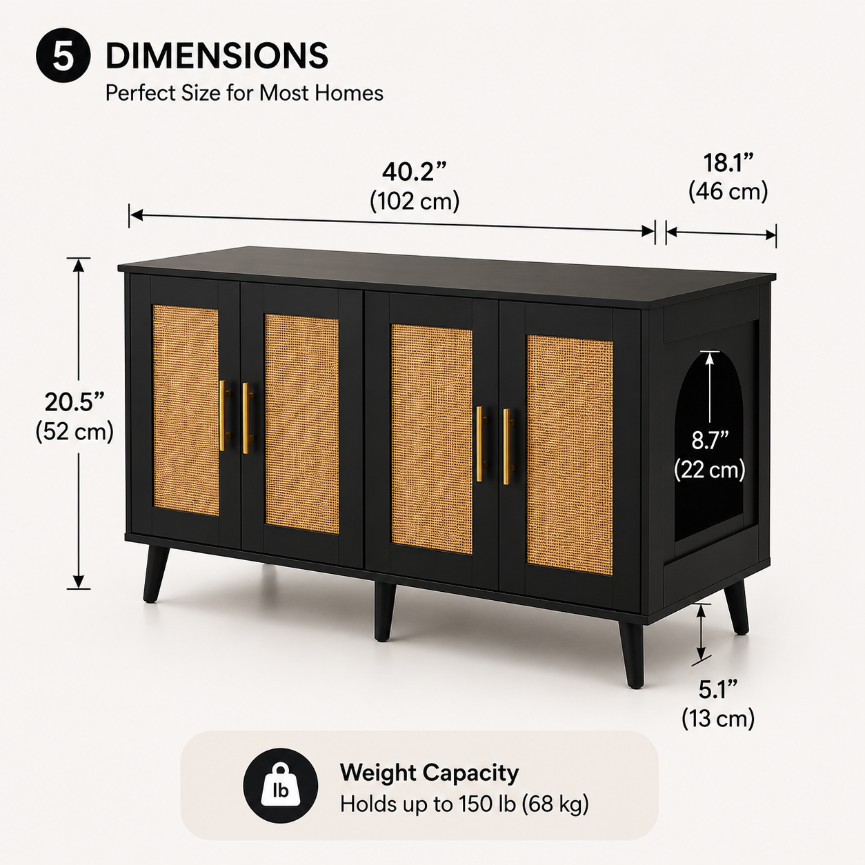 Hidden Cat Litter Box Furniture with 2 Rooms