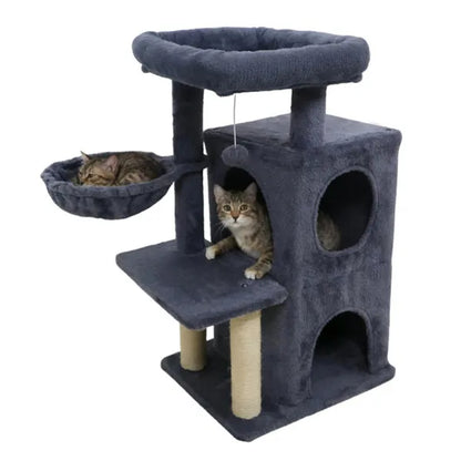 Arbre à chat multi-niveaux 85 cm – Gris foncé | 2 Condos, Griffoirs Sisal & Anti-Basculement