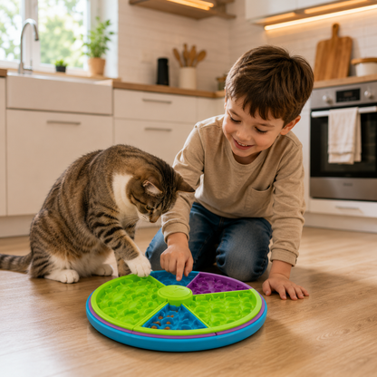 3-in-1 Slow Feeder Bowl – Lick Mat, Slow Feeder & Interactive Puzzle for Cats and Dogs