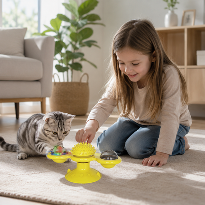 Interactive Cat Windmill Toy - LED Ball & Catnip: Hunting-Ready in 10 Seconds
