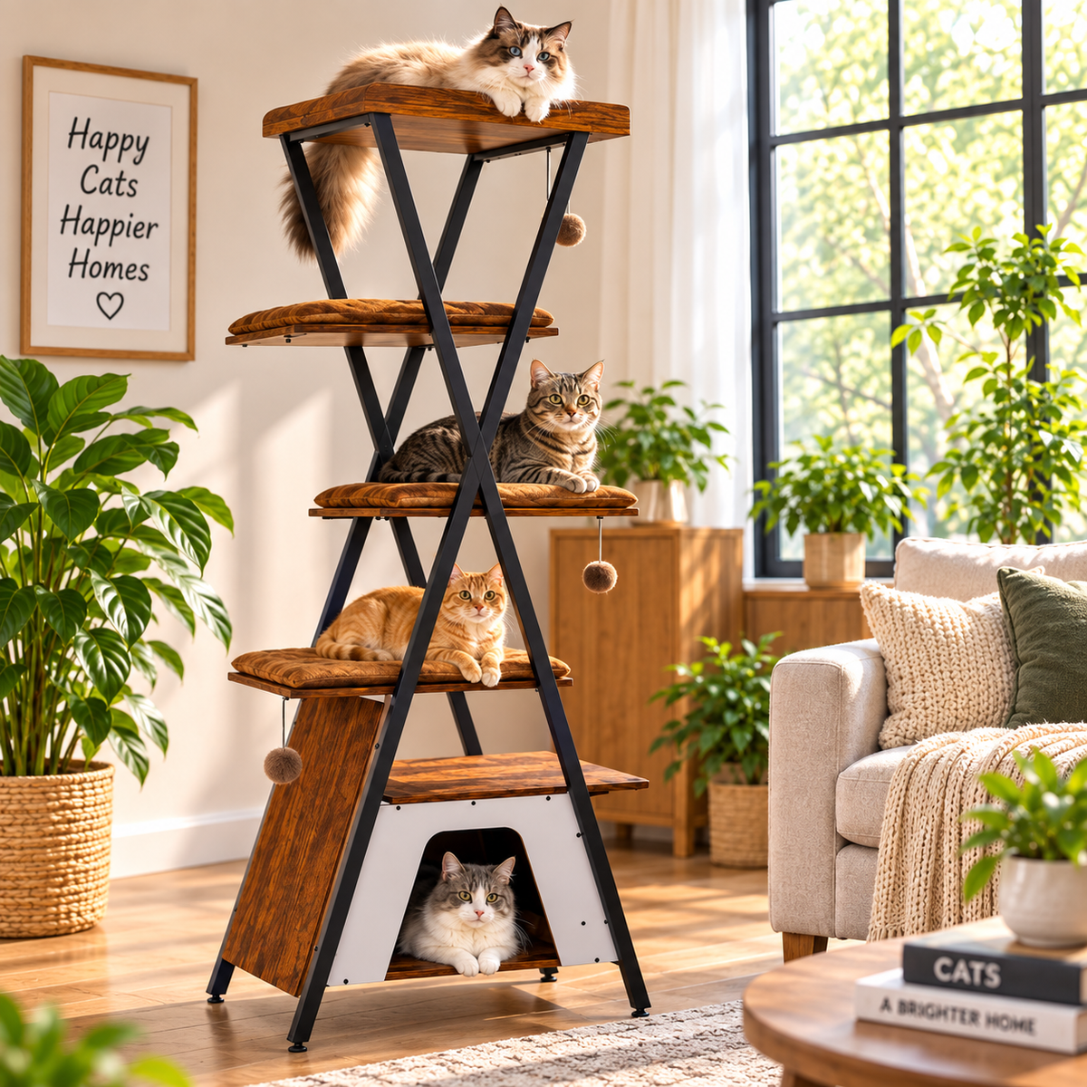 A Modern Cat Tower Built for Climbing, Lounging & Multi-Cat Homes