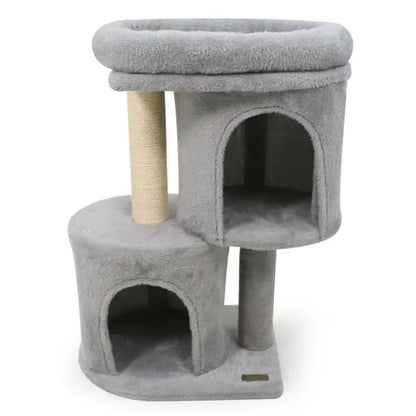 Compact Cat Tree 66 cm – 2 Condos, Sisal Scratching Posts & Anti-Tilt
