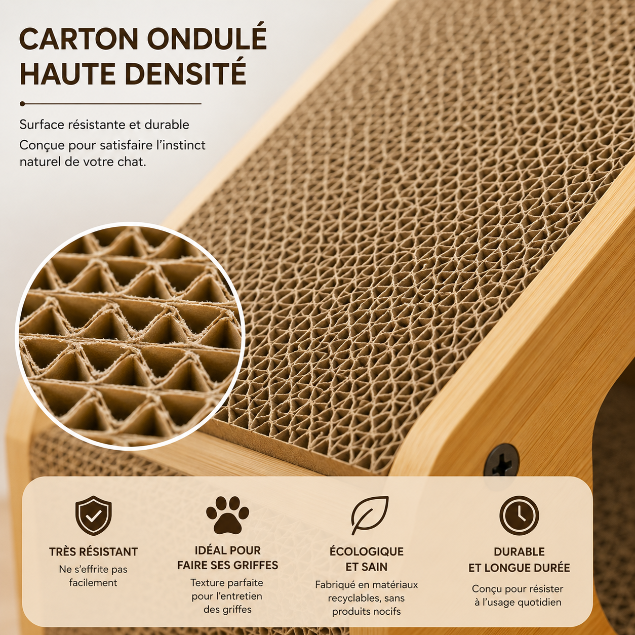 Double-Level Cat Scratcher Lounge with Cat-Shaped Condo & 4 Toy Balls