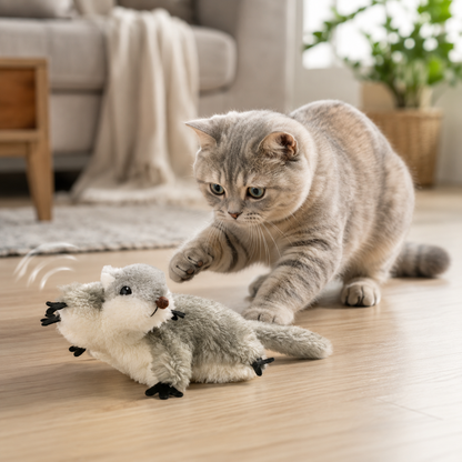 Interactive Squirrel Cat Toy – USB Rechargeable with Catnip