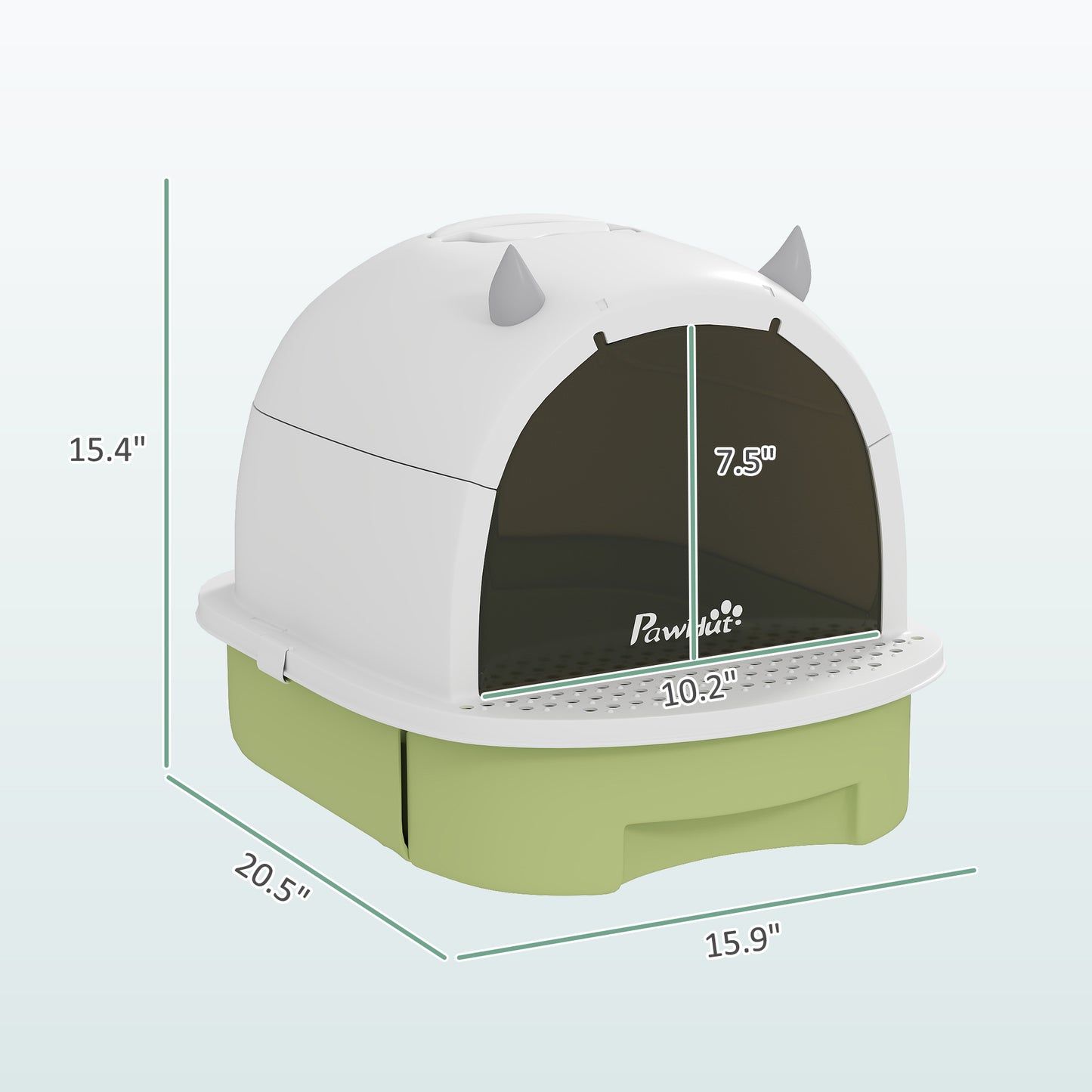 Covered Litter Box – Drawer, Odor Control & Handle | Green