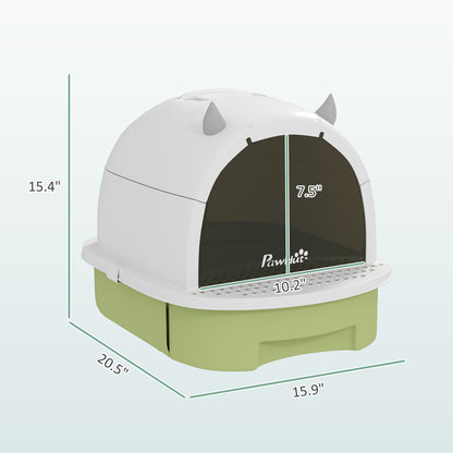 Covered Litter Box – Drawer, Odor Control & Handle | Green