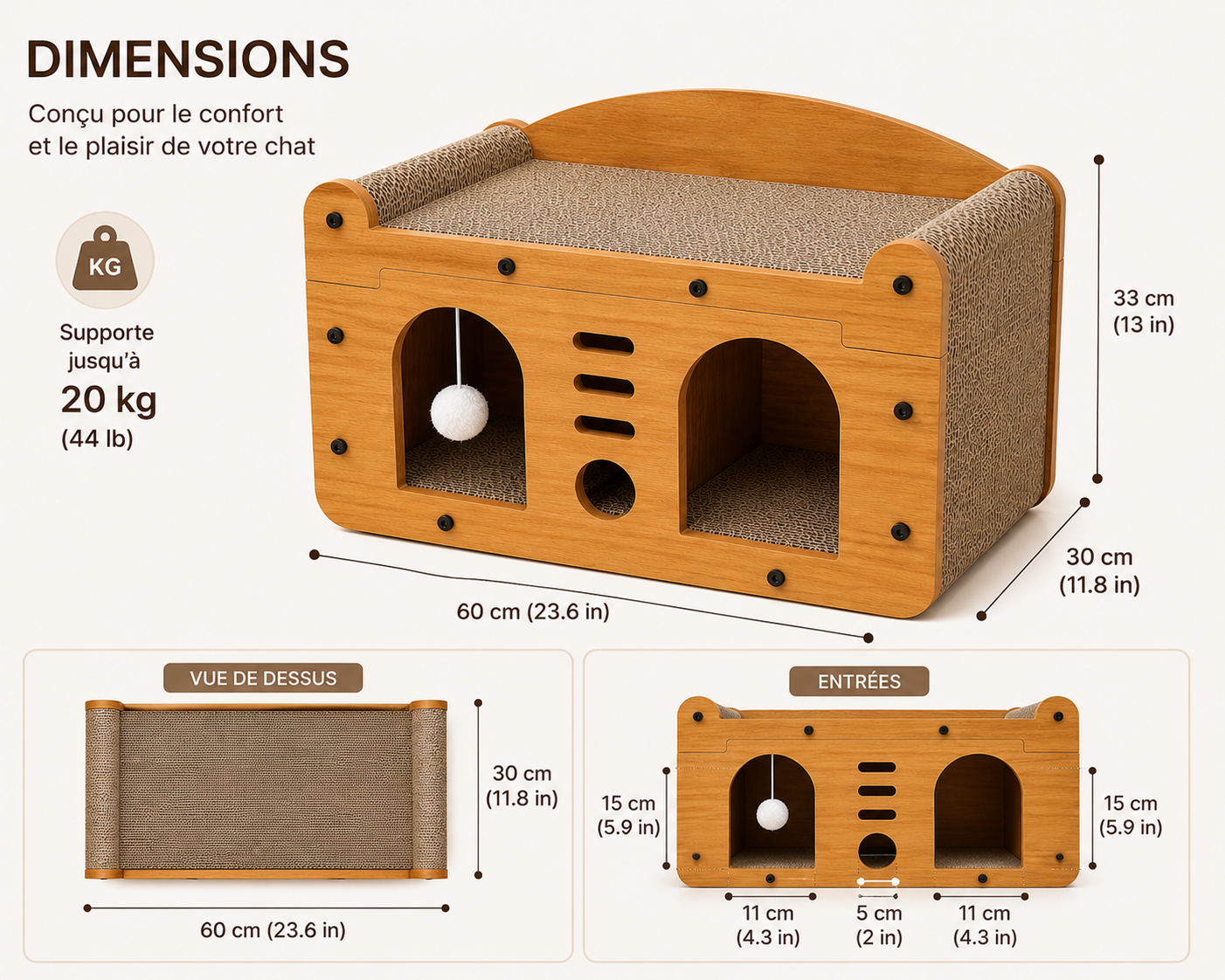 Large Cardboard Scratcher – Hidden Condo, Scratching Surface & 2 Balls for Multi-Cat Households