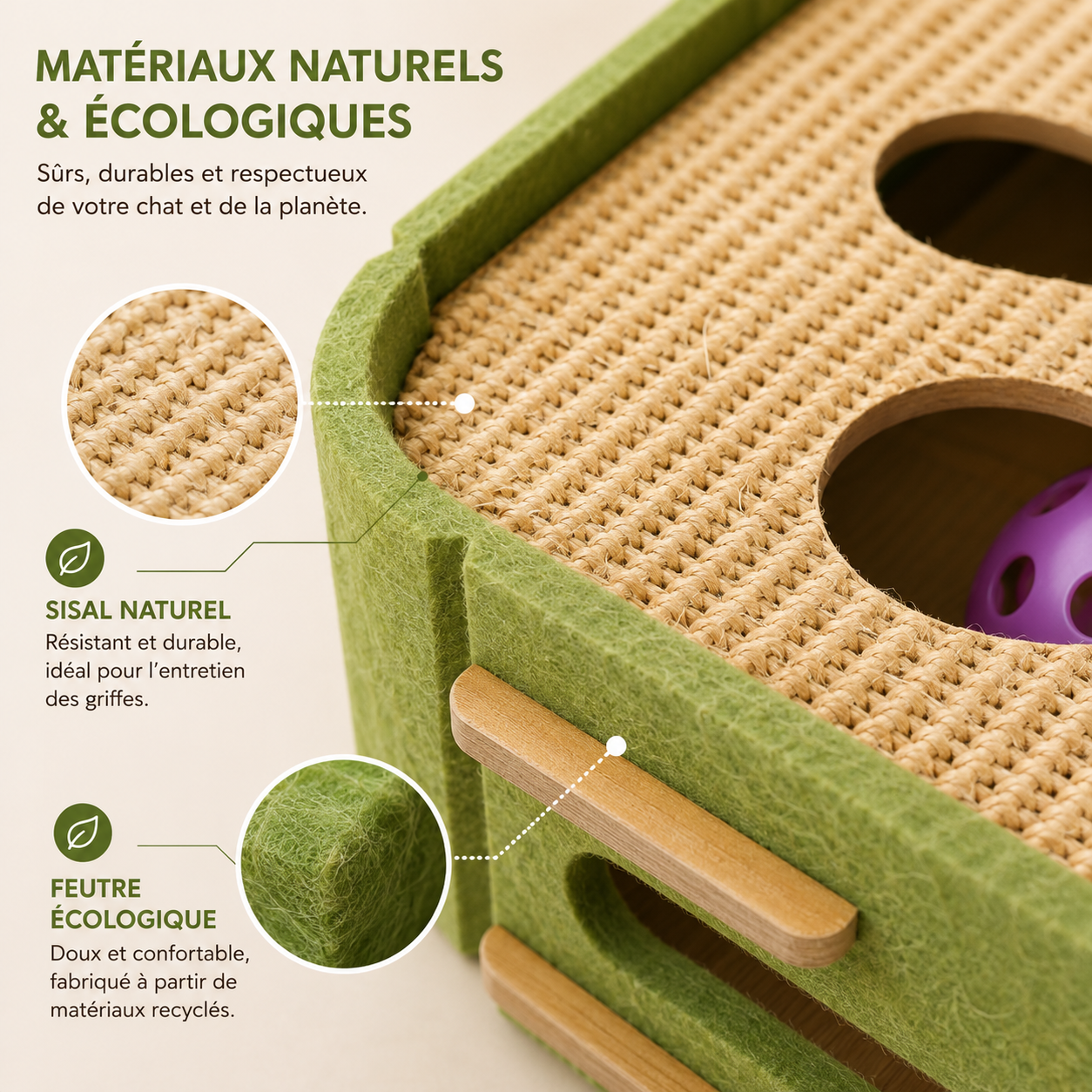 Felt & Natural Sisal Scratching Post – The Compact Scratching Post He'll Never Leave