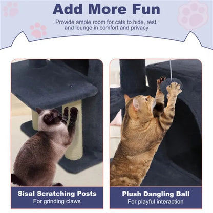 Arbre à chat multi-niveaux 85 cm – Gris foncé | 2 Condos, Griffoirs Sisal & Anti-Basculement