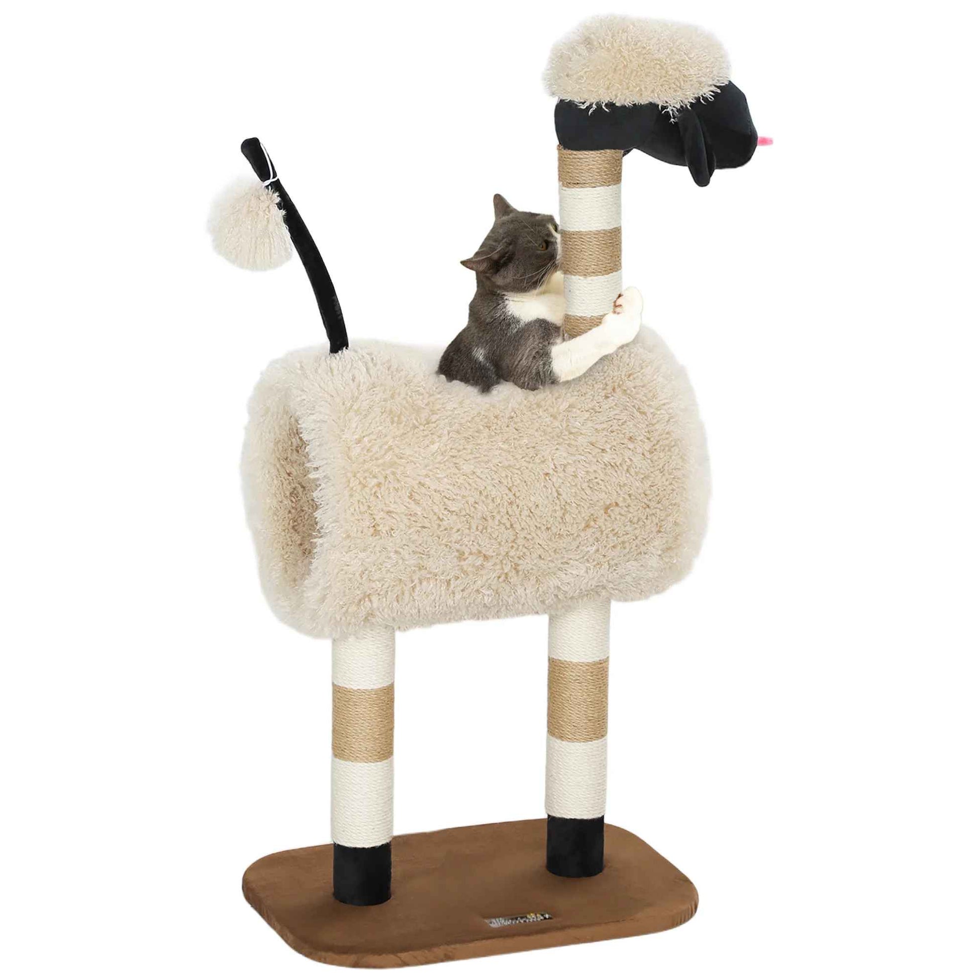 Arbre a chat avec tire a gratter avec chat jouant