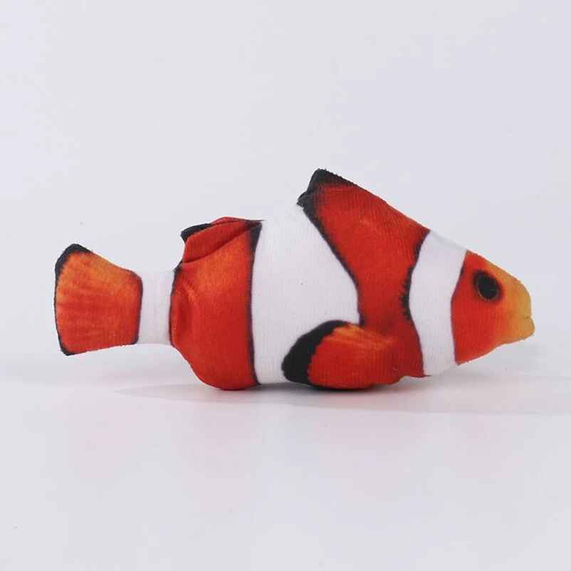 Jouet poisson clown orange et blanc en peluche 
