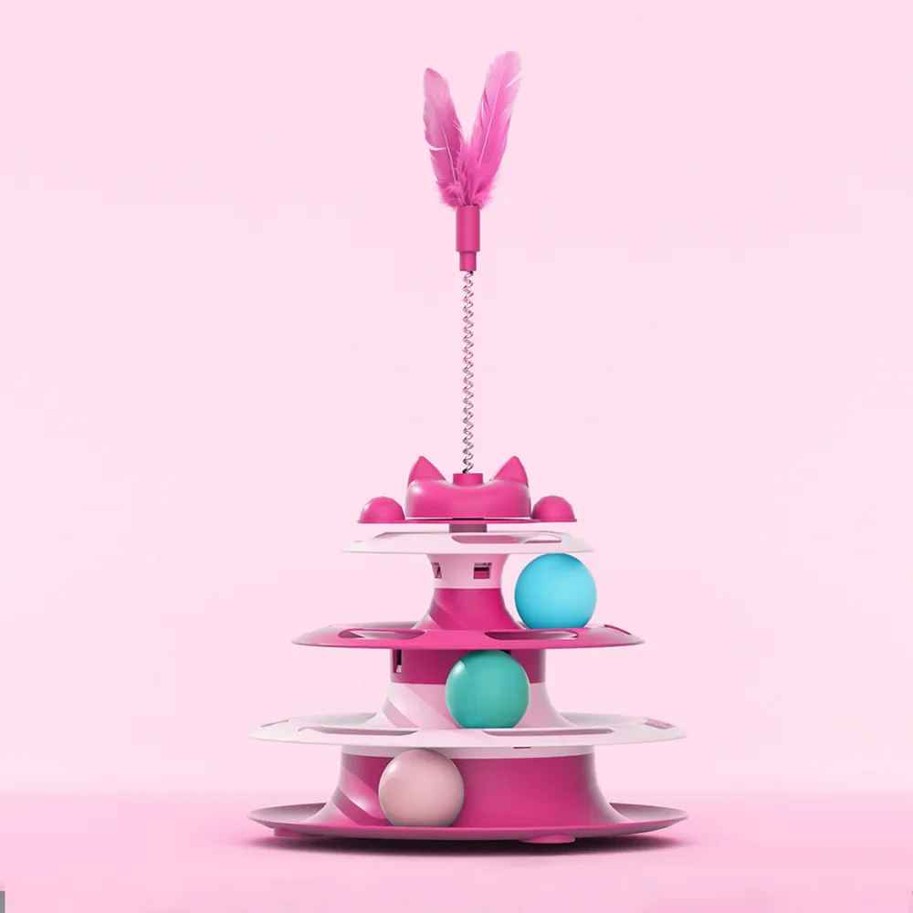 Jouet pour chat interactif Plumes Rose