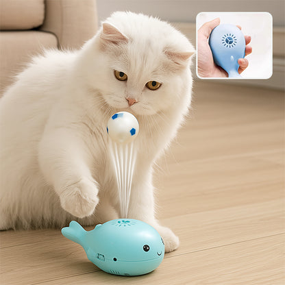 Jouet chat baleine électrique blanche avec balle flottante USB rechargeable pour stimulation interactive"
