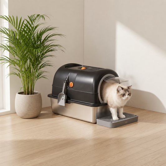 Covered Litter Box Double Entry – Side or Top, Convertible Lid