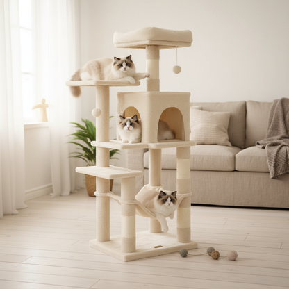Arbre à chat beige lifestyle Shopify
