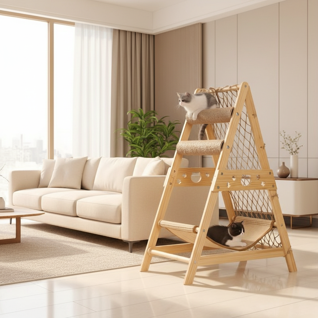 Arbre à chat légèrement sous hauteur sofa