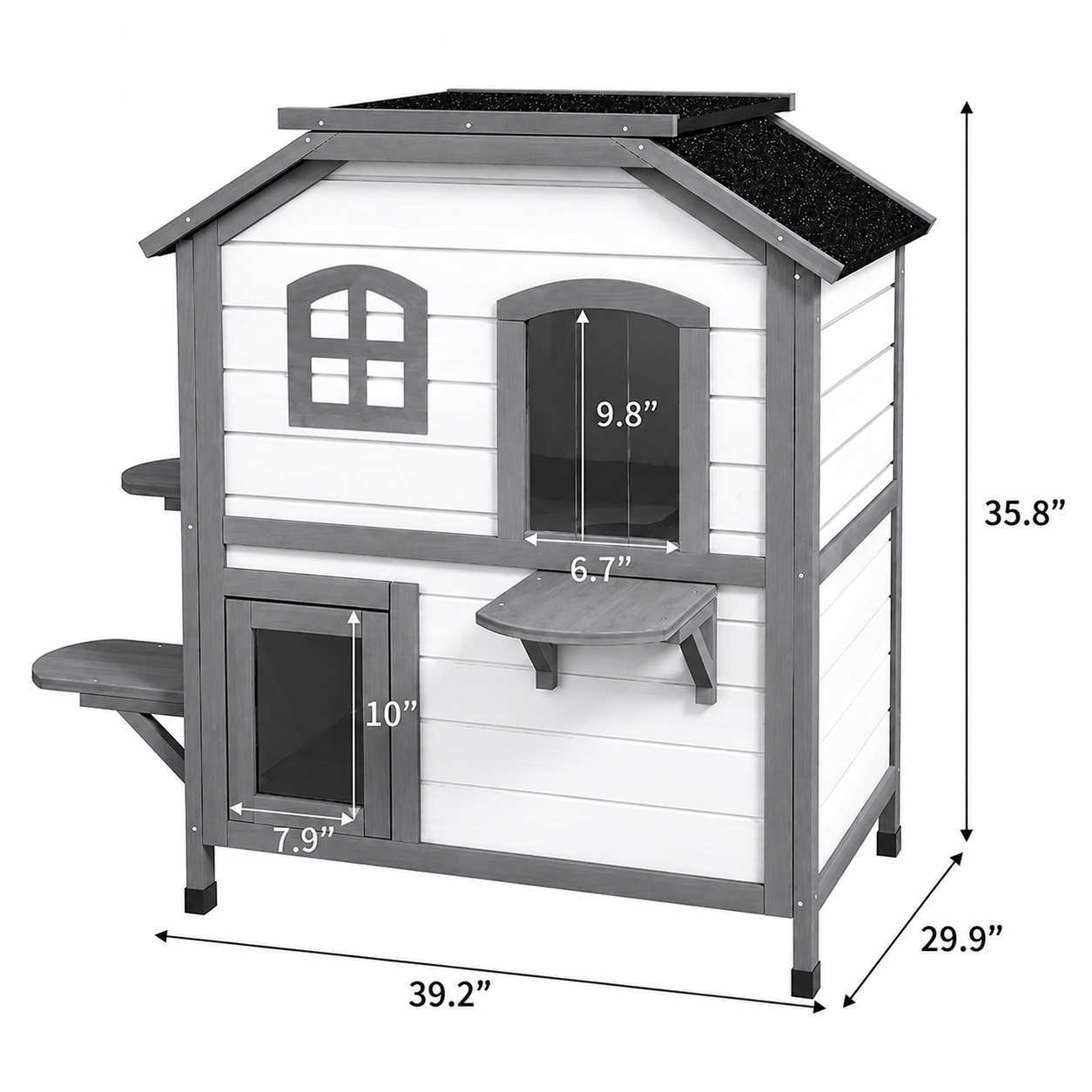 Maison Chat Bois 2 Étages™ – Toit Ouvrant Intérieur & Extérieur