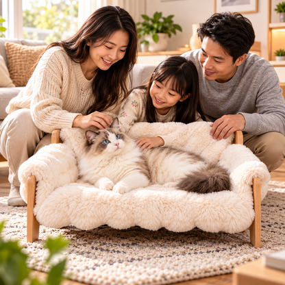Plush Cat Sofa Bed with Removable Washable Cover