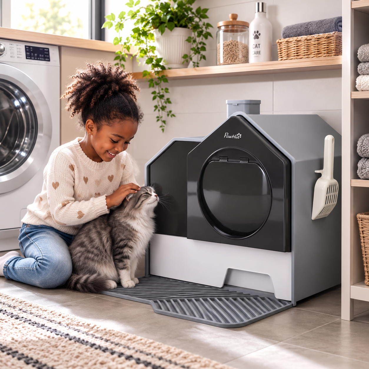 Grey Enclosed Litter Box – Your Cat Has Its Space, Your Home Stays Beautiful
