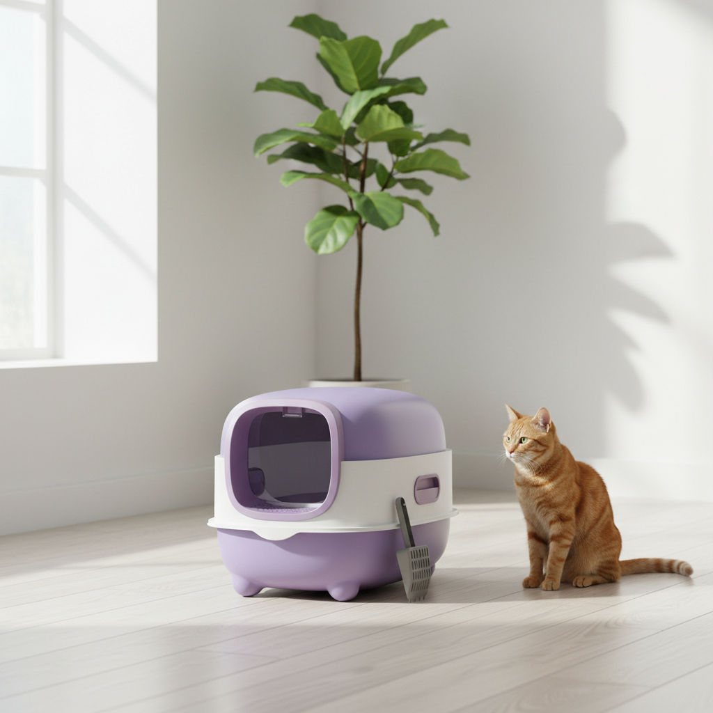 Bac à litière violet lifestyle Shopify