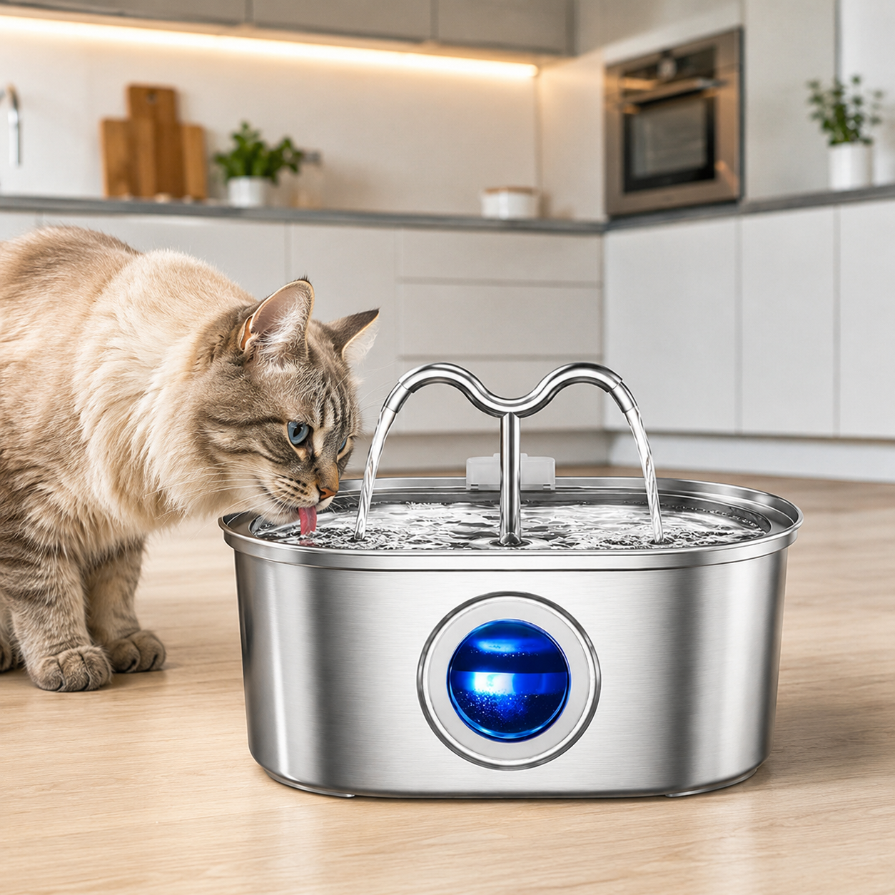 Stainless Steel Cat Water Fountain – 3.2 L & Dual Spout