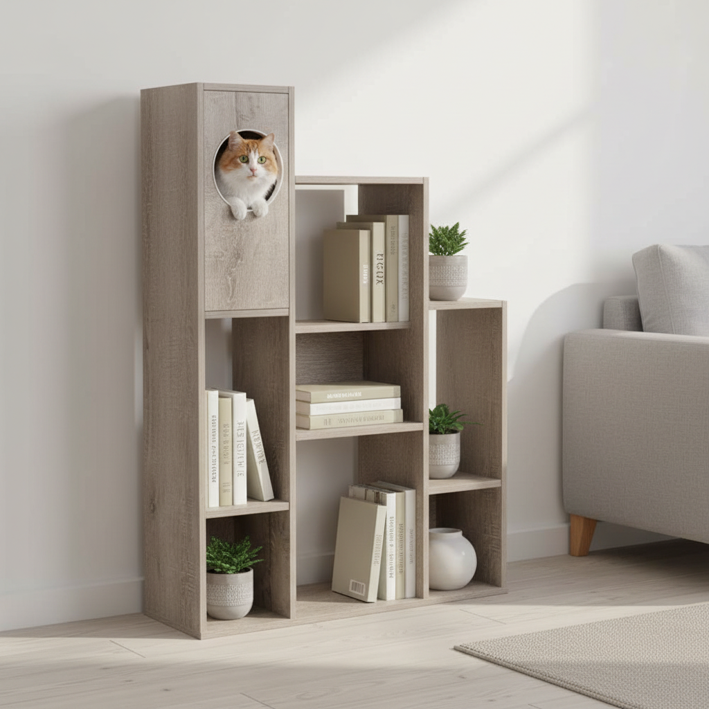 Bibliothèque arbre à chat lifestyle Shopify