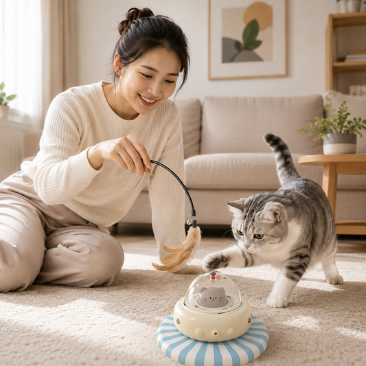 Interactive Cat UFO Toy - It Spins, Flies, Rattles & Your Cat Can't Resist