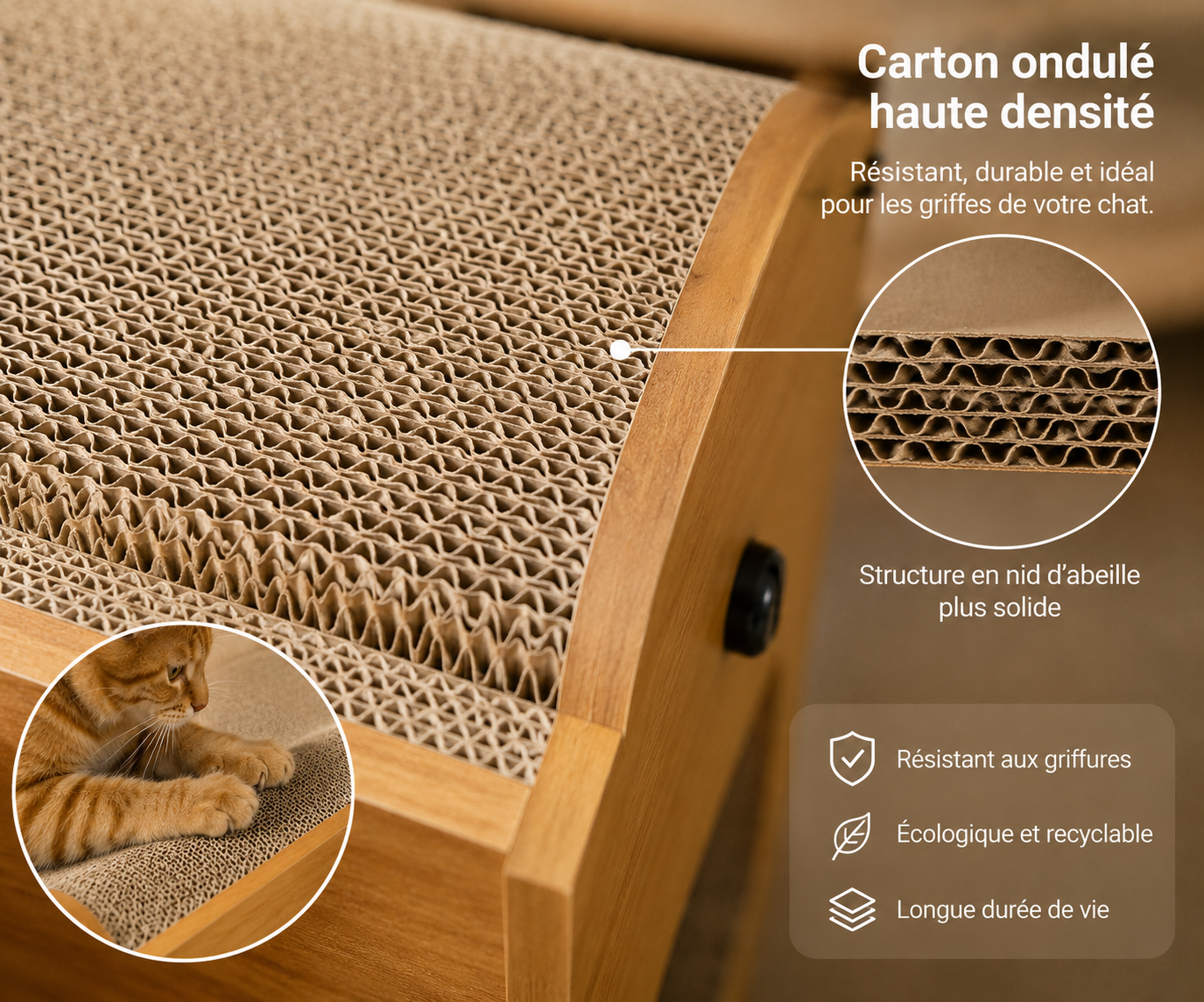 2-Niveau Griffoir pour Chat avec des Balles Suspendues