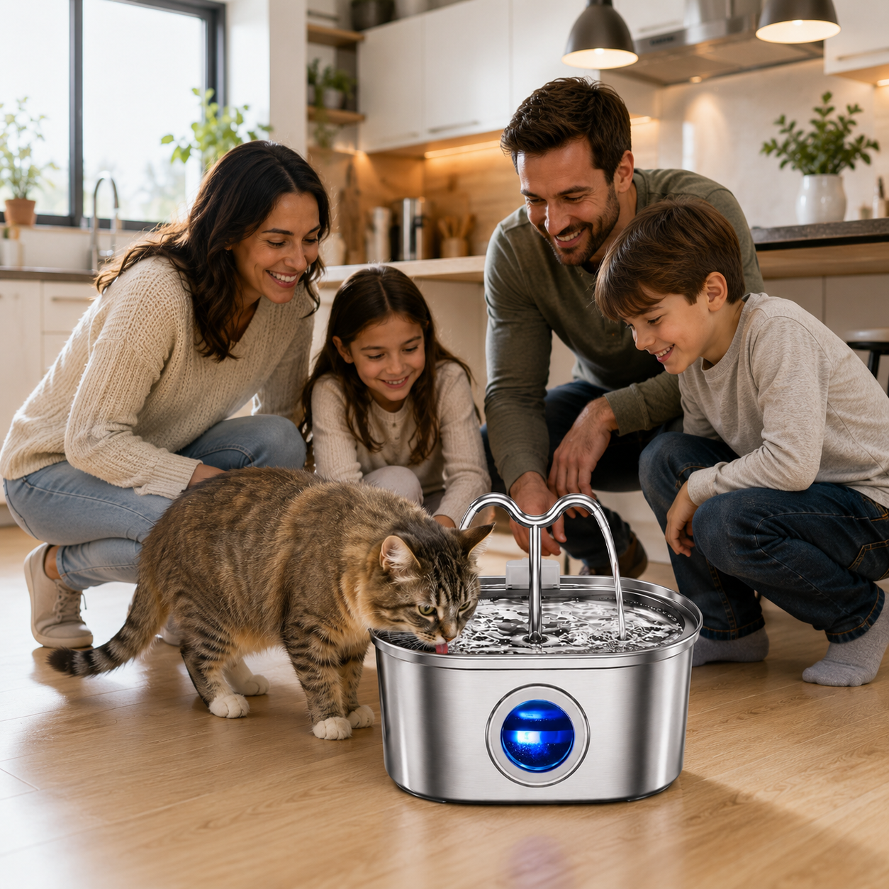 Stainless Steel Cat Water Fountain – 3.2 L & Dual Spout