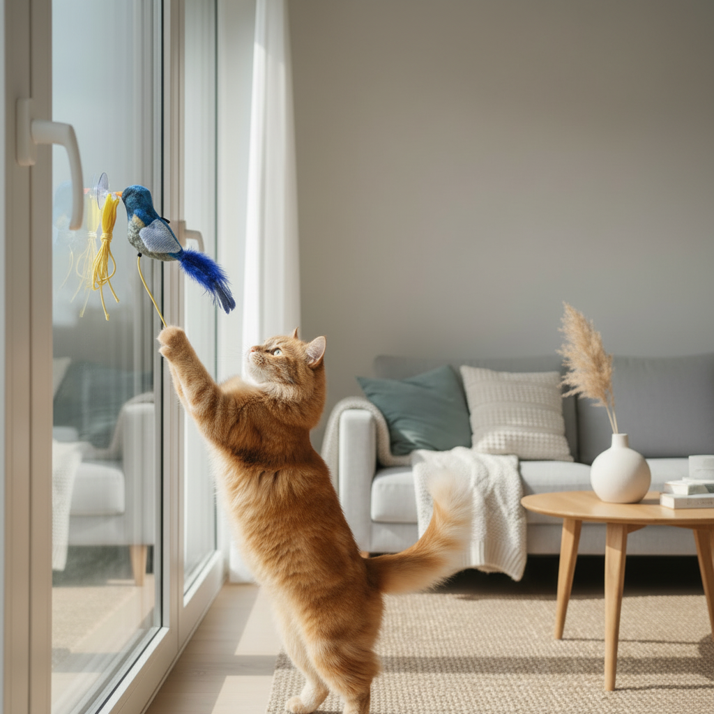 Chat oiseau bleu - carré