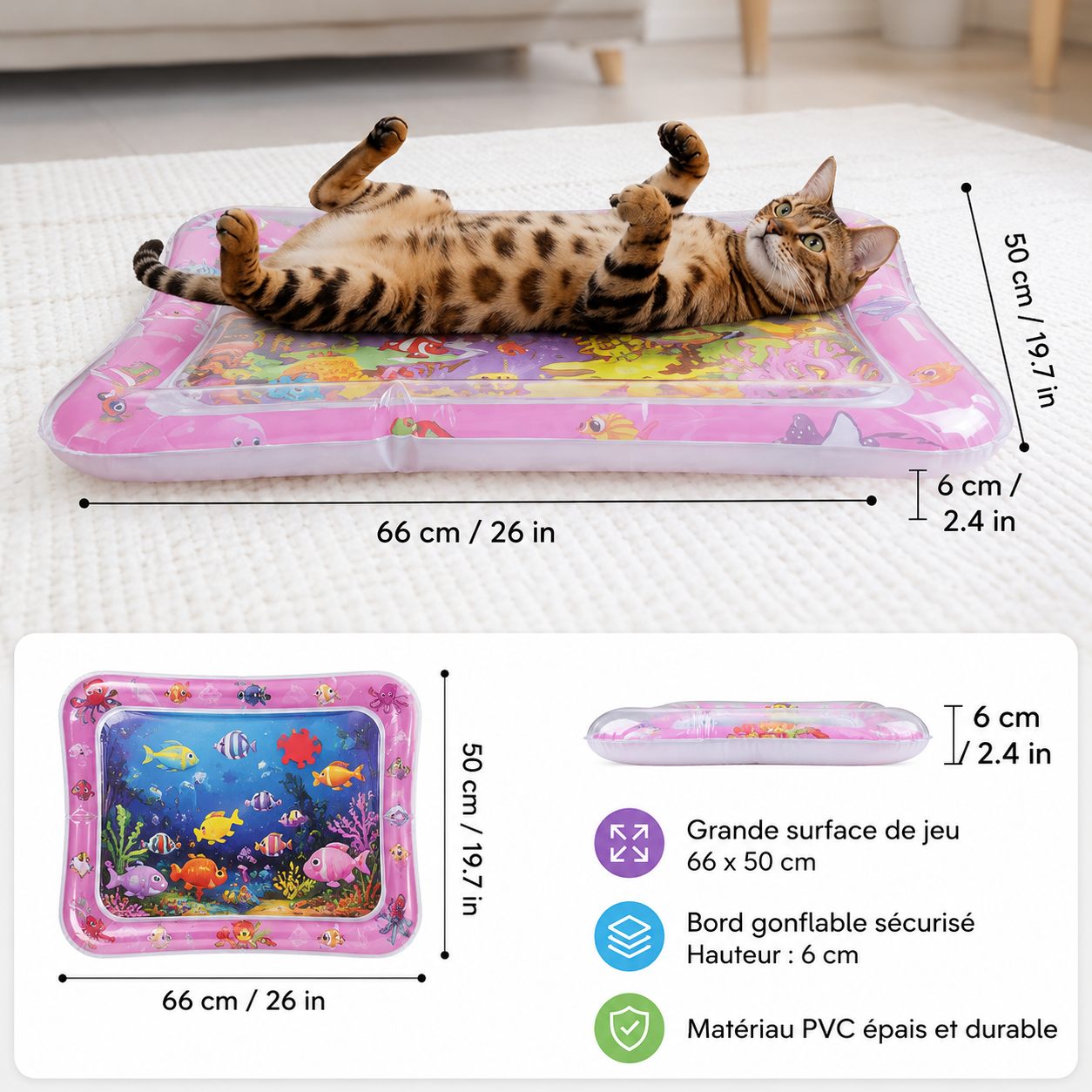 Cat Aquatic Mat 6 3D Fish & LED – He Used to Stare at Water. Now He Hunts It.