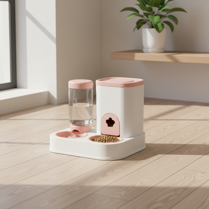 Distributeur rose sur plancher moderne