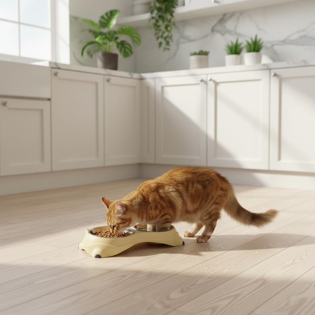 Double bol inox chat – Cuisine moderne
