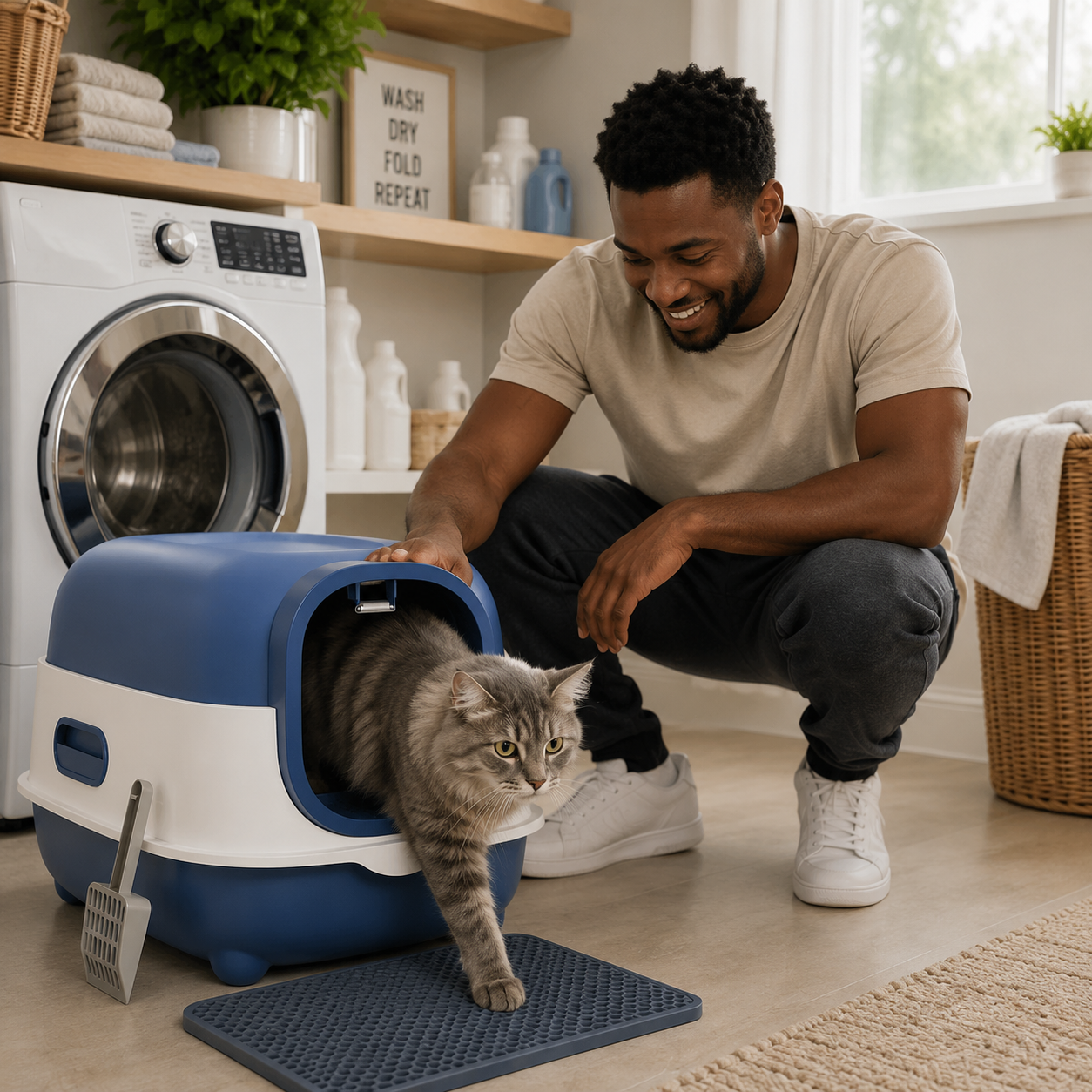 Grande litière couverte pour chat – Litière spacieuse et facile à nettoyer avec couvercle pour chats d'intérieur