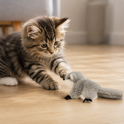 Interactive Squirrel Cat Toy – USB Rechargeable with Catnip