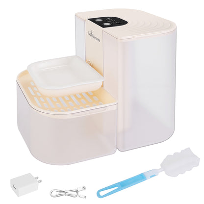 Fontaine à eau automatique pour chat 4,5 L – Sans fil, Rechargeable & Télécommande | Blanc